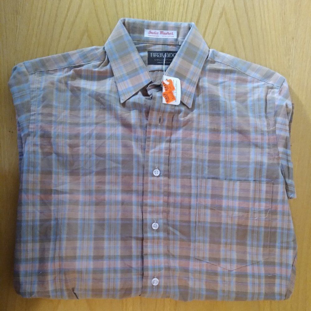 NWT Vintage Bravado India Madras Plaid Shirt